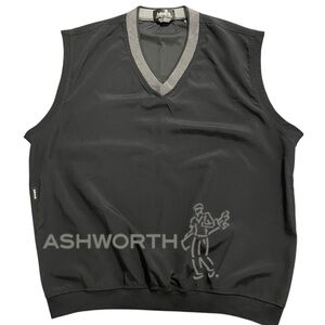 Ashworth Black/Gray V-Neck Water/Wind Repellent Breathable Golf Vest (L)
